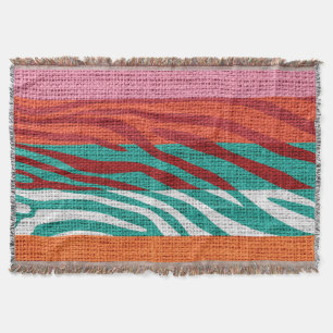Retro Zebra Skin Print Pattern Burlap Rustikal #6 Decke