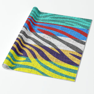 Retro Zebra Skin Print Pattern Burlap Rustikal #9 Geschenkpapier
