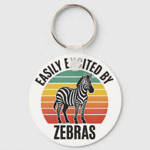 Retro-Zebra-Sonnenuntergang mit lustigem Wildgeist Schlüsselanhänger