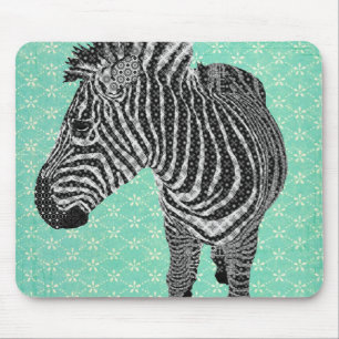 Retro Zebra Türkis Mauspad
