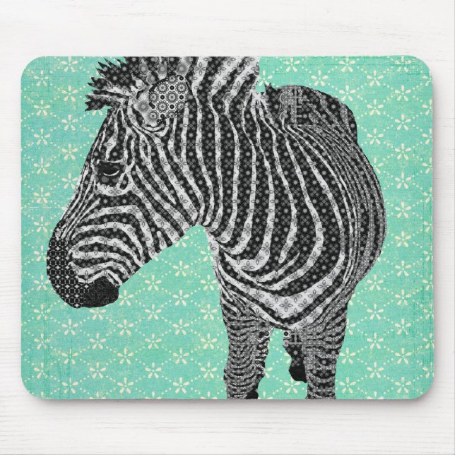 Retro Zebra-Türkis Mousepad (Vorne)