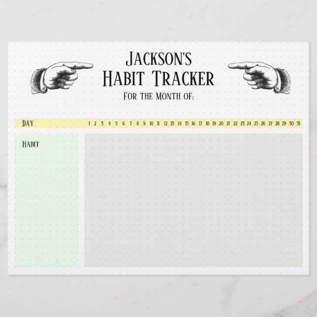 Retro-Zeigegriff von Hand-Habit-Tracker (Vorderseite)