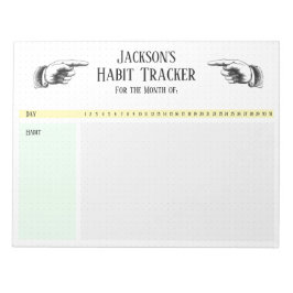 Retro-Zeigegriff von Hand-Habit-Tracker Notizblock