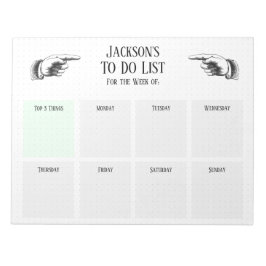 Retro-Zeiger-Hands zum Erstellen einer Liste Notizblock