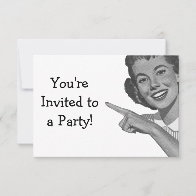 Retro-Zeigerin Frau V2 Einladung (Vorderseite)