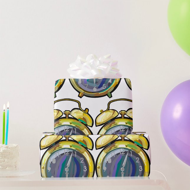 Retro-Zeit für die Vintage Goldalarmuhr Geschenkpapier (Von Creator hochgeladen)