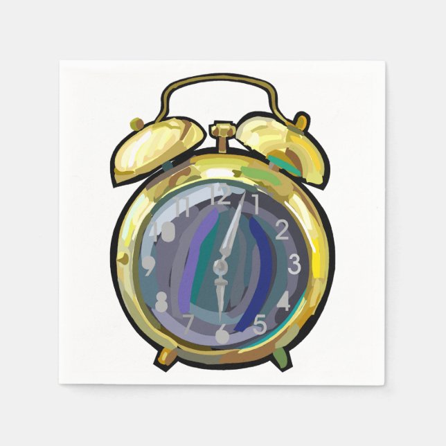 Retro-Zeit für die Vintage Goldalarmuhr Serviette (Vorderseite)