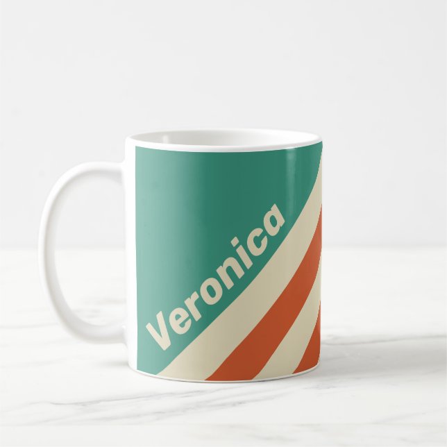 Retro Zeitlose Streifen mit Namen Kaffeetasse (Links)