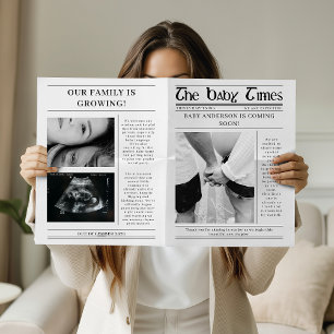 Retro-Zeitungsfoto Schwangerschaftsankündigung Karte