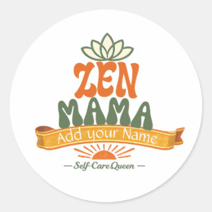 Retro Zen Mama Yoga Lotus Personalisierte Kunst Au Runder Aufkleber