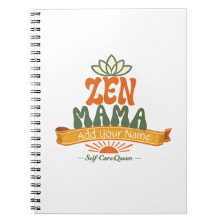 Retro Zen Mama Yoga Lotus Personalized Art Noteboo Notizblock