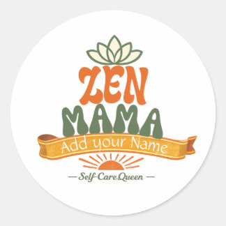 Retro Zen Mama Yoga Lotus Personalized Art Sticker