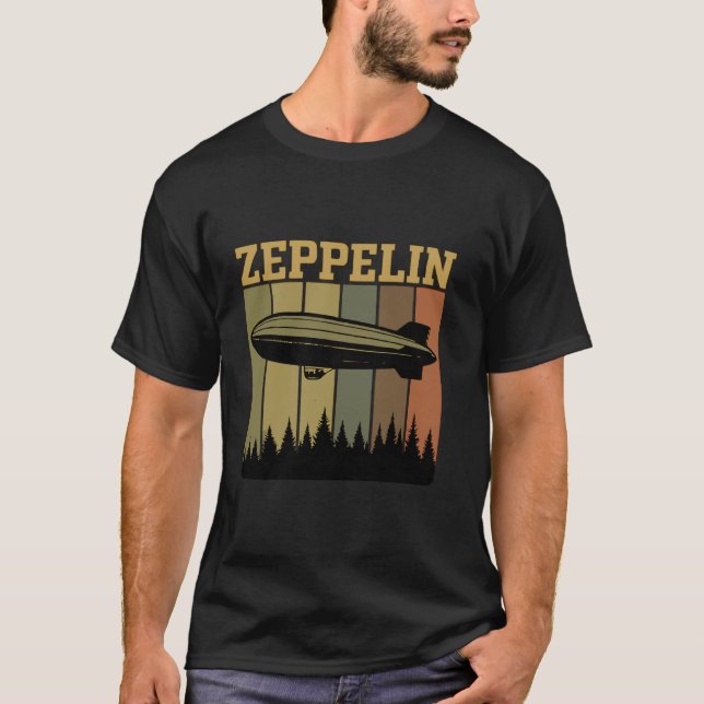 Retro Zeppelin 70er 80er Dirigible Luftschiff Zepe T-Shirt (Vorderseite)