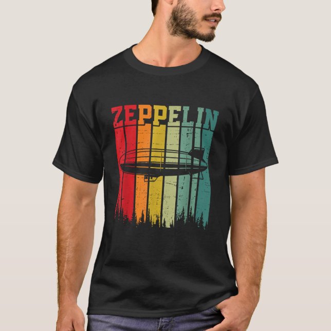Retro Zeppelin 70er 80er Dirigible Luftschiff Zepe T-Shirt (Vorderseite)