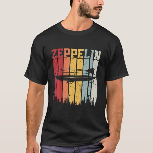 Retro Zeppelin 70er 80er Dirigible Luftschiff Zepe T-Shirt (Vorderseite)