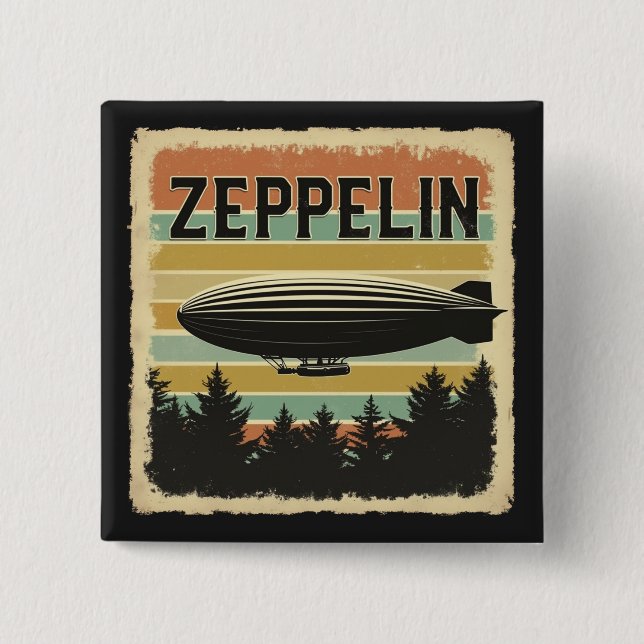 Retro Zeppelin Dirigible Luftschiff Zepelin Zeppli Button (Vorderseite)