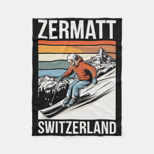 Retro Zermatt Schweiz Skigebiet Fleecedecke
