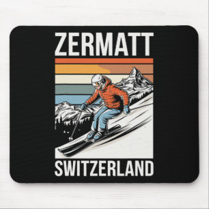 Retro Zermatt Schweiz Skigebiet Mousepad