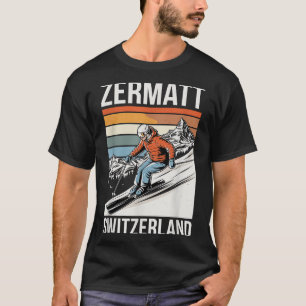 Retro Zermatt Schweiz Skigebiet, Spaß Alpin S T-Shirt