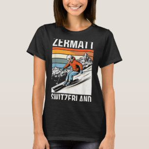 Retro Zermatt Schweiz Skigebiet Spaß Alpin T-Shirt