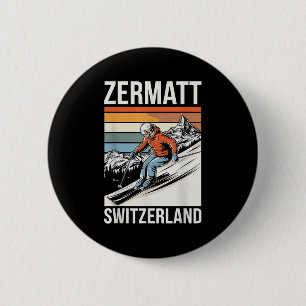 Retro Zermatt Schweiz Skigebiet, Spaß am alpinen S Button