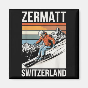 Retro Zermatt Schweiz Skigebiet, Spaß beim alpinen Magnet