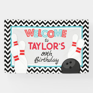 Retro Zickzack Bowling Birthday Banner