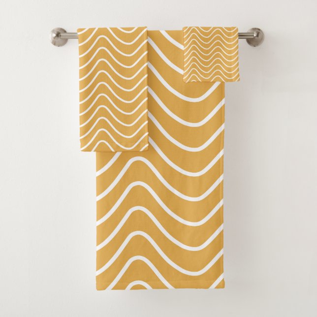 Retro Zickzack Muster Yellow Zigzag Badhandtuch Set (Insitu)