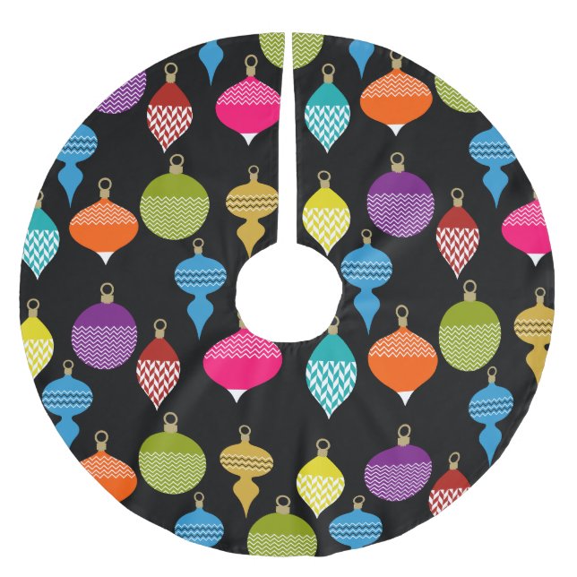 Retro-Zierball Polyester Weihnachtsbaumdecke (Vorderseite)