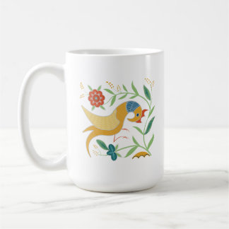 Retro-Zierhähnchen und Blumenhain Kaffeetasse