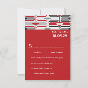 Retro Zig Zag Muster Moderne Kunst Hochzeit RSVP Karte