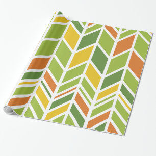 Retro Zig-Zag Orange & Green Zickzack Geschenkpapier