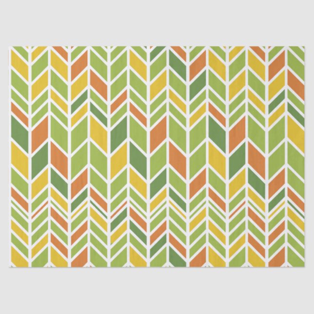 Retro Zig-Zag Orange & Green Zickzack Seidenpapier (Vorderseite)