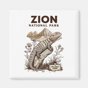Retro Zion National Park Kragenleguan Wander-T-Shi Magnet