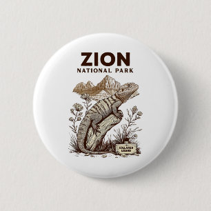 Retro Zion National Park Kragenleguan Wandern Ca Button