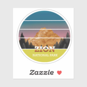 Retro Zion National Park Sonnenuntergang Vintage U Aufkleber