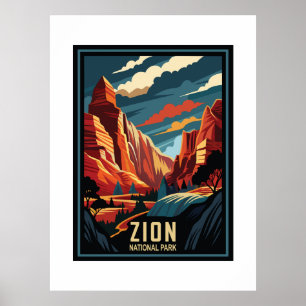 Retro Zion Nationalpark Poster