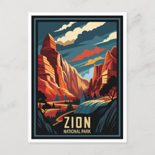 Retro Zion Nationalpark Postkarte