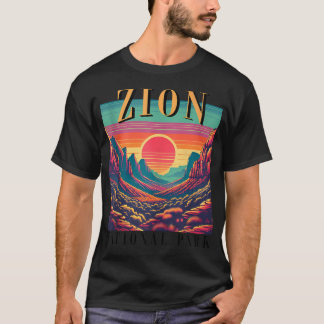 Retro Zion Nationalpark Utah Berg Frauen Männer T-Shirt
