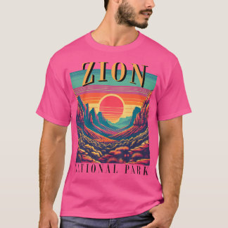 Retro Zion Nationalpark Utah Berge Frauen Männer T-Shirt