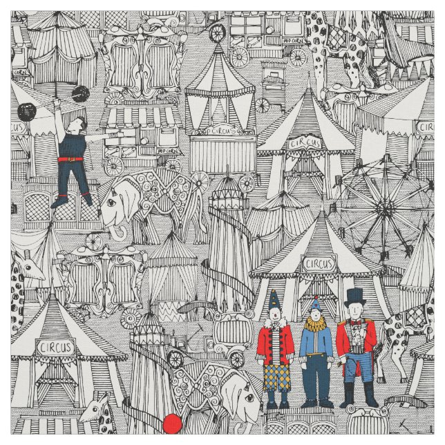 Retro Zirkus bw-Col. Stoff (Muster)