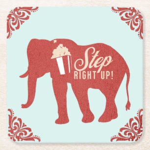 Retro Zirkus Elefant Popcorn Geburtstagsfeier Rechteckiger Pappuntersetzer