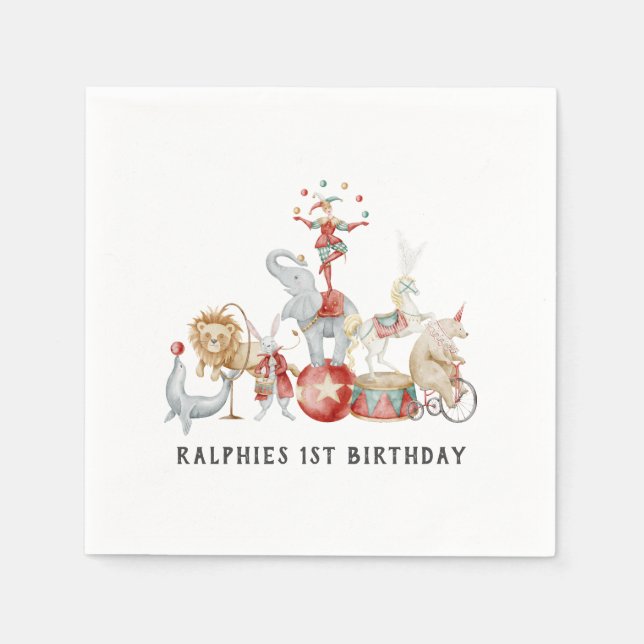 Retro Zirkus Thema Geburtstag Papier Servietten (Vorderseite)