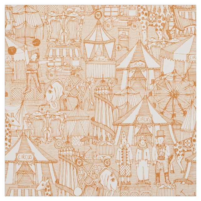 Retro Zirkusorangenelfenbein Stoff (Muster)
