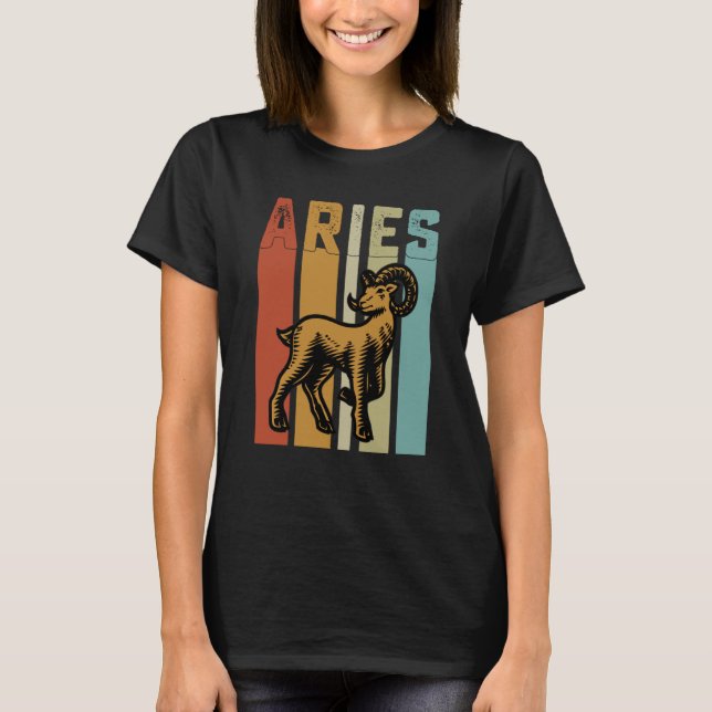 Retro Zodiac Aries Vintage Style Astrology T-Shirt (Vorderseite)