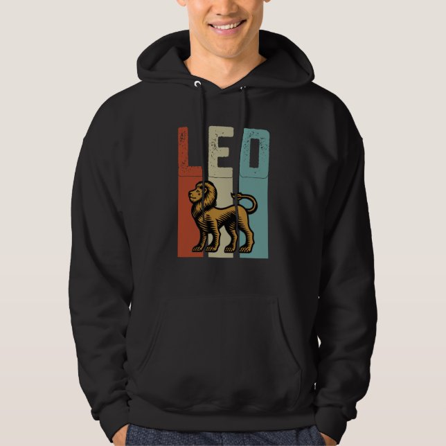 Retro Zodiac Leo Vintage Style Astrology Hoodie (Vorderseite)