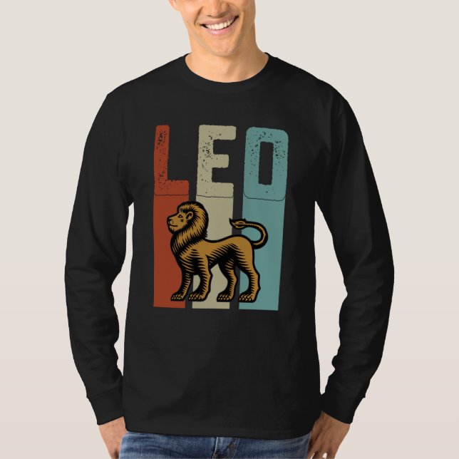 Retro Zodiac Leo Vintage Style Astrology T-Shirt (Vorderseite)