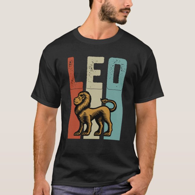 Retro Zodiac Leo Vintage Style Astrology T-Shirt (Vorderseite)