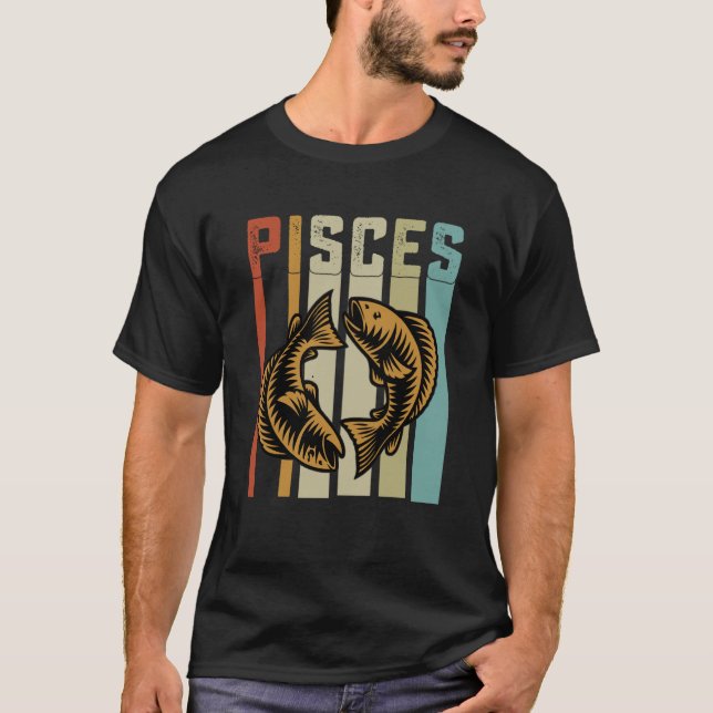 Retro Zodiac Pisces Vintage Style Astrology T-Shirt (Vorderseite)