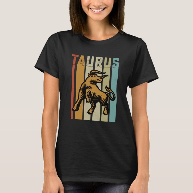 Retro Zodiac Taurus Vintage Style Astrology T-Shirt (Vorderseite)